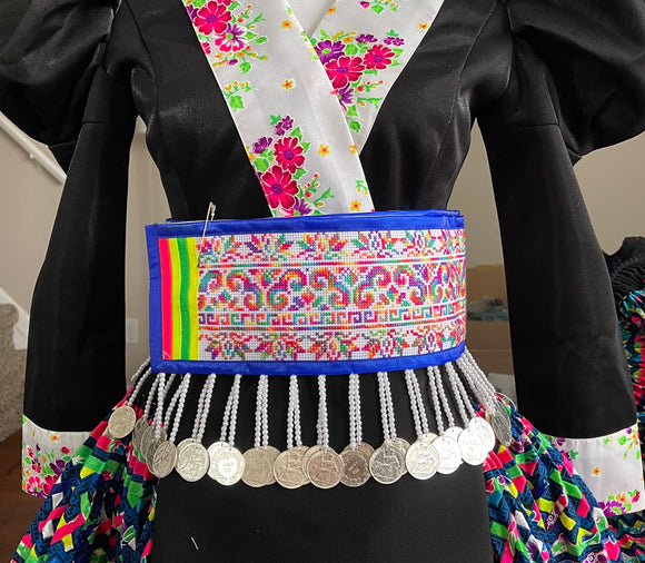 Hmong Hand Embroidery Rainbow Hlab (Blue Trim) Style 3