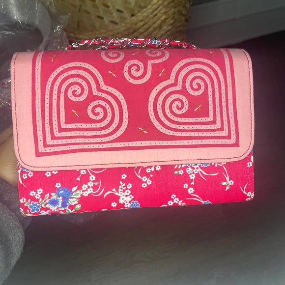 Thai Lis Loos CB Purse Hand Embroidery Pink 2