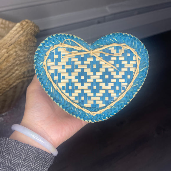 Turquoise Heart Basket Small