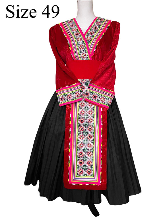 Hmong Outfit Paj Ntaub Tawm Laug Small Puff Shoulder Size 49