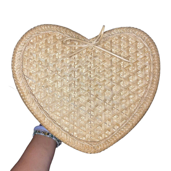 Handmade Bamboo Heart Basket Size Large