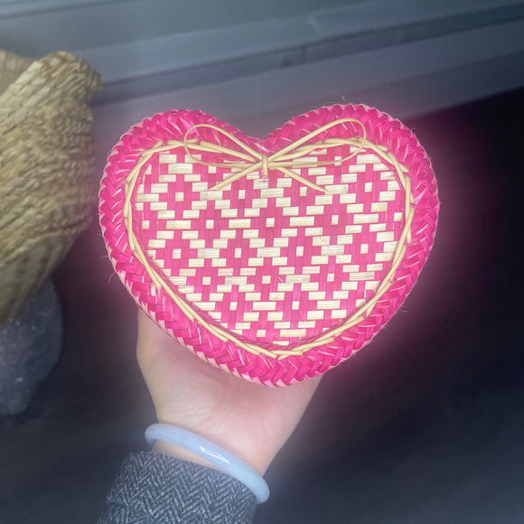Dark Pink Heart Basket Small