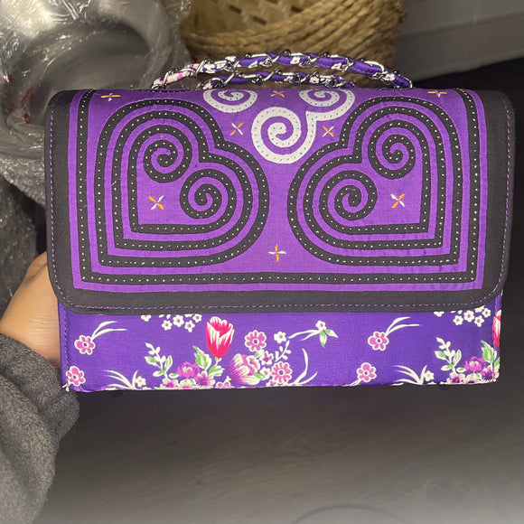 Thai Lis Loos CB Purse Hand Embroidery Purple