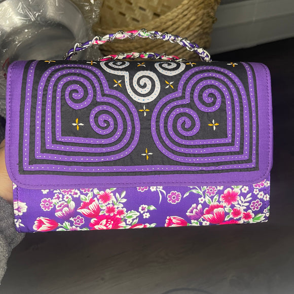 Thai Lis Loos CB Purse Hand Embroidery Purple 2