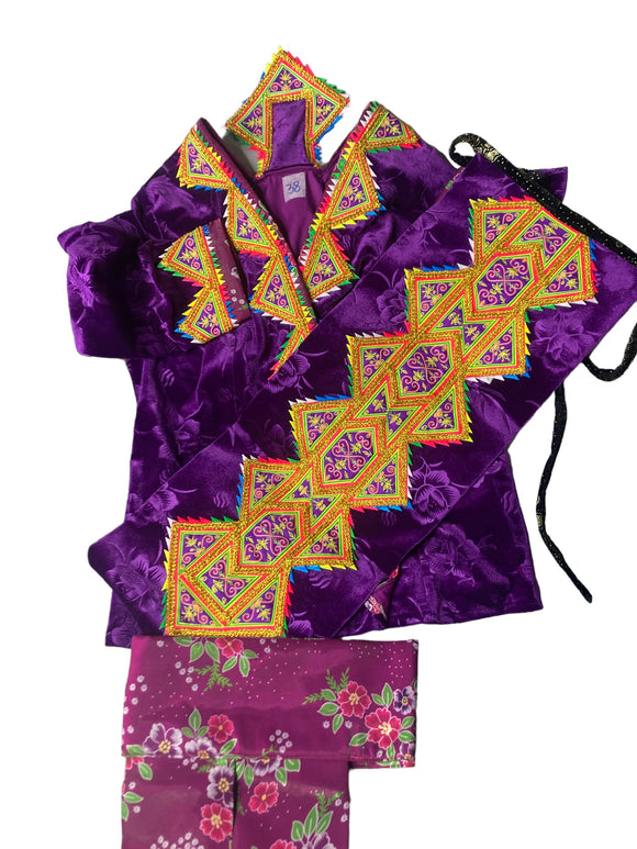 Hmong Handmade Qwj Outfit Size 38 (Purple/Gold)
