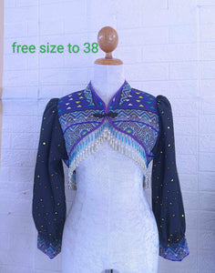 Hmong Machine Printed Mini Crop Jacket Free size up to 38