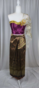 Dark Purple Tube Top with Pleated Skirt & Lace Sabai