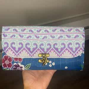 Thai Lis Loos Fabric w/ Vintage Embroidery Wallet/Purse