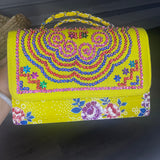 Thai Lis Loos CB Purse w/Cogci Embroidery Yellow