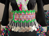 Hmong Hand Embroidery Rainbow Hlab (Green Trim) Style 2