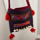 Hand Embroidery Messenger Bag W/Bells Tassels