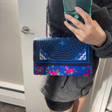 Thai Lis Loos CB Purse Hand Embroidery Blue 3