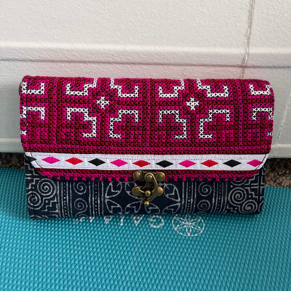 Hmong Embroidery/Batik Wallet w/strap