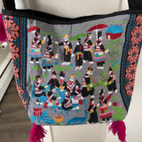 Hand/Machine Embroidery Messenger Bag W/Tassels