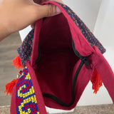 Hand Embroidery Messenger Bag W/Bell Tassels