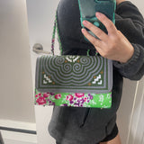 Thai Lis Loos CB Purse Hand Embroidery Green