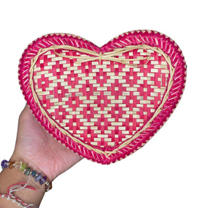 Handmade Bamboo Heart Basket Size Small