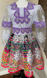 Hmong Cog Ci Outfit White Lace Sheer Sleeves (Lilac/Lavender) Size 36-38