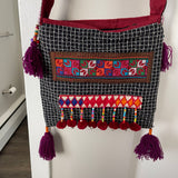 Hand Embroidery Messenger Bag W/Bells Tassels