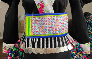 Hmong Hand Embroidery Rainbow Hlab (Blue Trim)