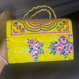 Thai Lis Loos CB Purse w/Cogci Embroidery Yellow