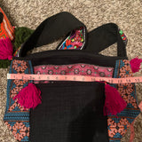 Hand/Machine Embroidery Messenger Bag W/Tassels