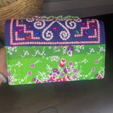 Thai Lis Loos CB Purse w/Cogci Embroidery Green