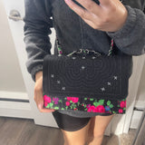 Thai Lis Loos CB Purse Hand Embroidery Black