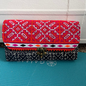 Hand Embroidery/ Batik Wallet with strap