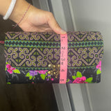 Thai Lis Loos Fabric w/ Vintage Embroidery Wallet/ Purse