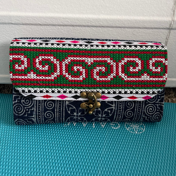 Handmade Embroidery/Batik Wallet W/Strap