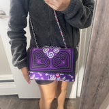 Thai Lis Loos CB Purse Hand Embroidery Purple