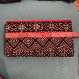 Hand Embroidery/ Batik Wallet with strap