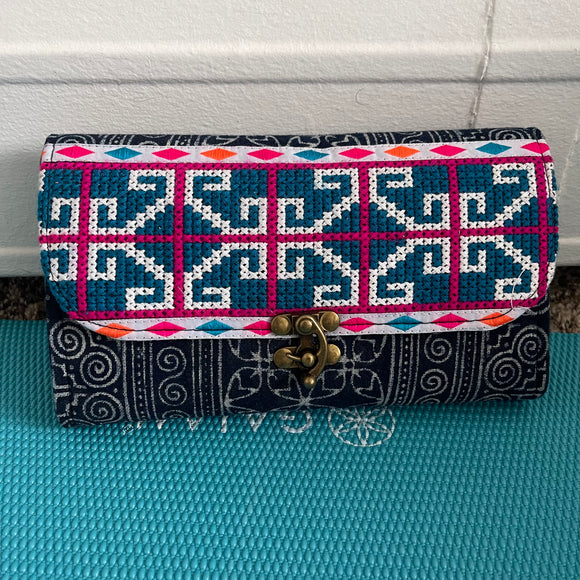 Hand Embroidery/Batik Wallet W/Strap