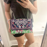 Thai Lis Loos CB Purse w/Cogci Embroidery Green