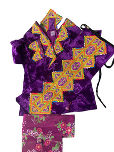 Hmong Handmade Qwj Outfit Size 38 (Purple/Gold)